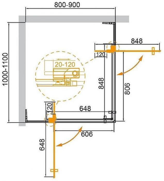 Душевой уголок Cezares Slider 110x90 SLIDER-AH-2-80/90-100/110-C-GM профиль Оружейная сталь стекло прозрачное
