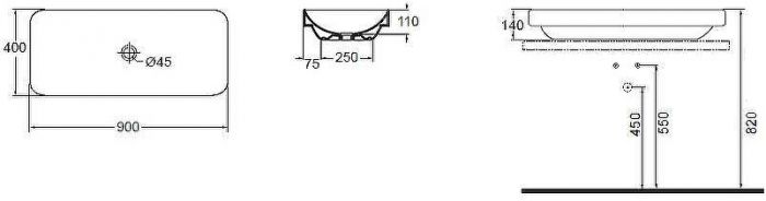 Раковина-чаша Azzurra Elegance Soft 90 ELLG090400S0BI/(ESO90 bi)*0 Белая