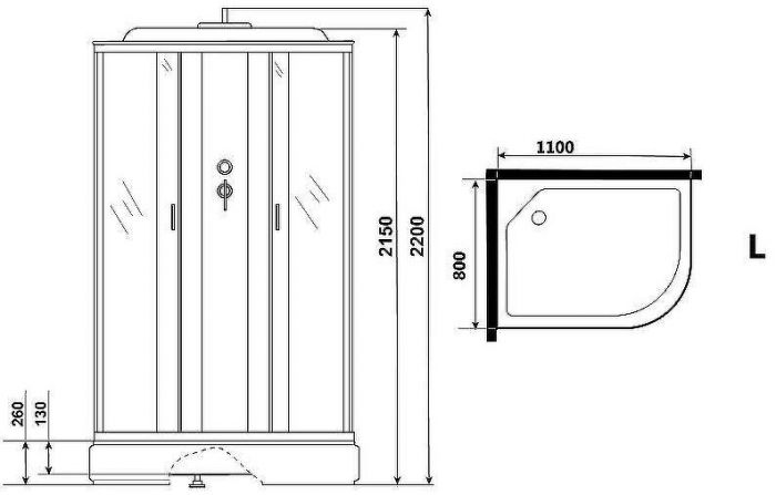 Душевая кабина Niagara Classic 110х80 L NG-33184-14LG с гидромассажем
