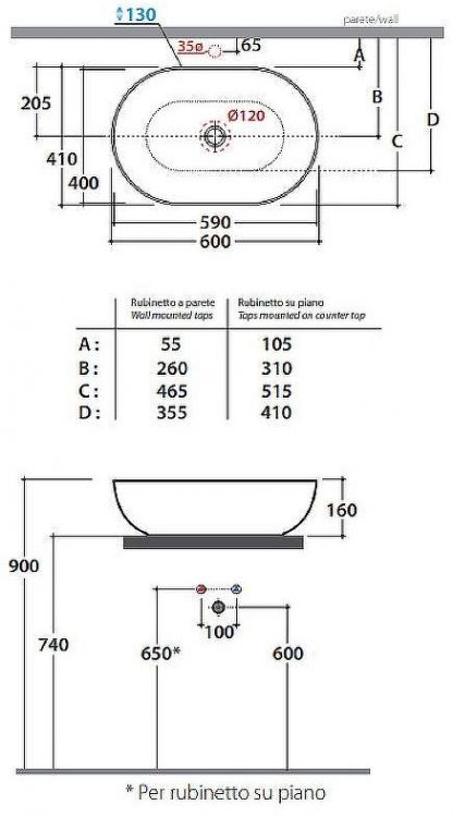 Раковина-чаша Globo T-Edge 60 B6O60.BI Белая