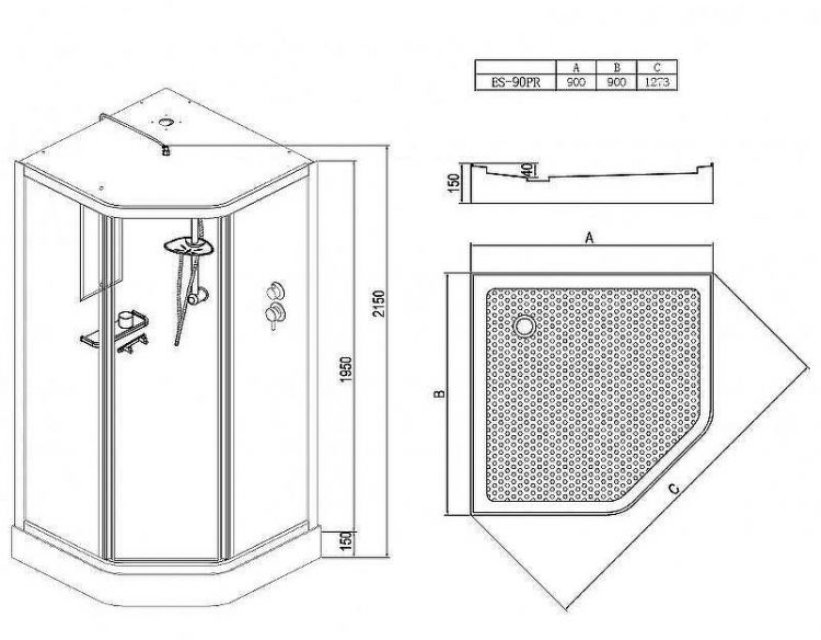 Душевая кабина Esbano ES-90PR 90x90 ESKB90PR без гидромассажа