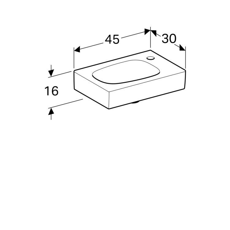 Раковина Geberit Citterio 45х30, с отв. под смеситель справа, без перелива [500.541.01.1]