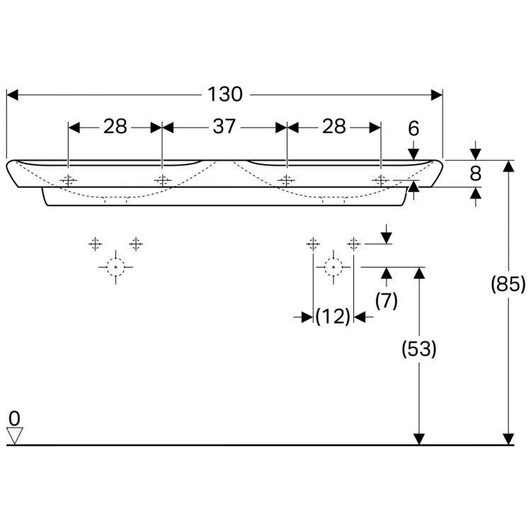 Раковина Geberit myDay двойная 130x48 [135430600]