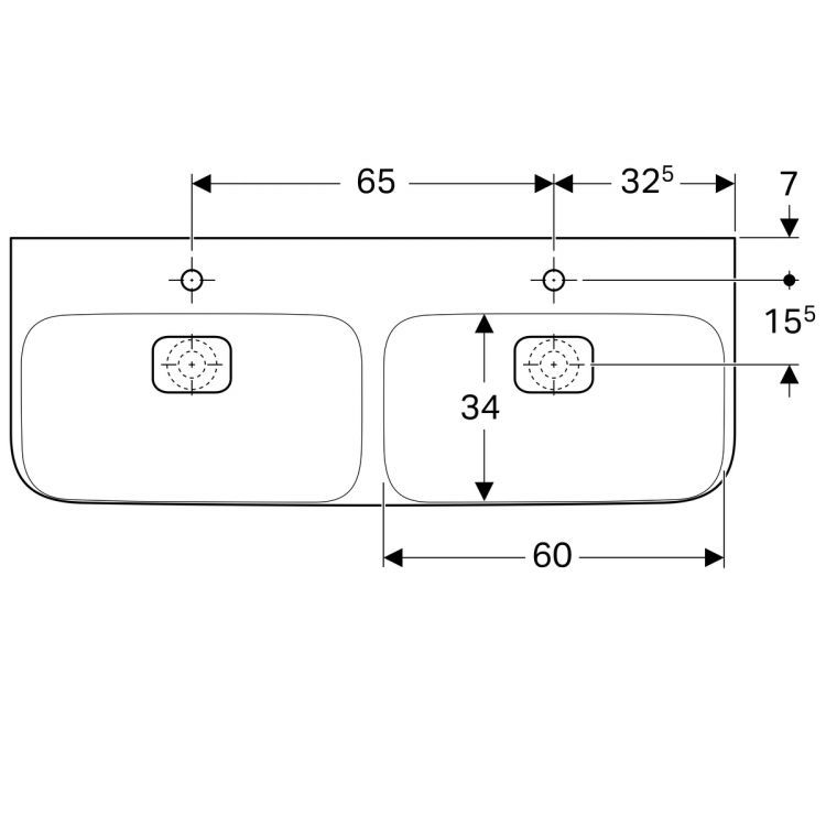 Раковина Geberit myDay двойная 130x48 [135430600]