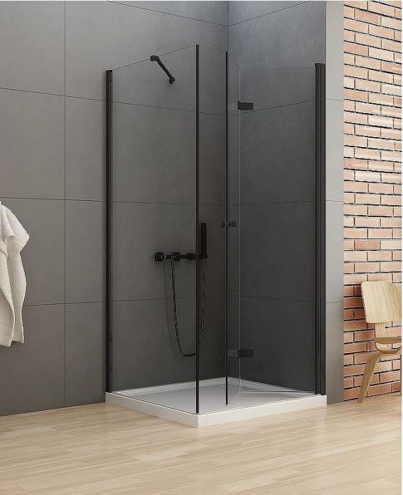 Душевой уголок New Trendy New Soleo Black 80х70 R D-0238A/D-0113B профиль Черный стекло прозрачное