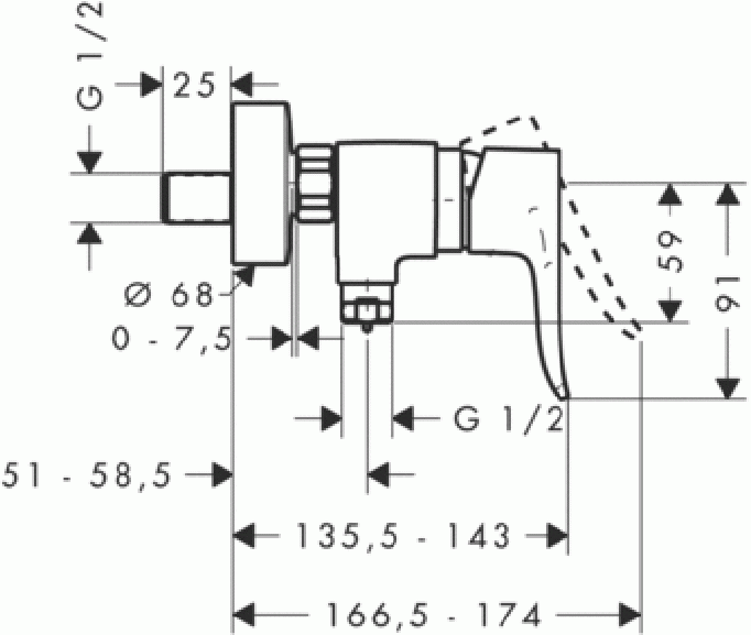 Hansgrohe Metris Смеситель для душа, настенный, на 1 источник, цвет: хром