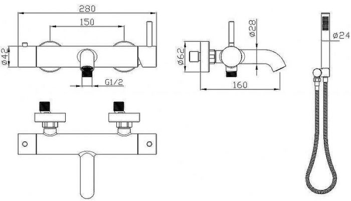 Смеситель для душа Milacio Ultra MCU.350.GD Брашированное золото