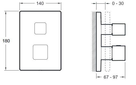 Tермостат встраиваемый Jacob Delafon MODULO E75391-CP, два выхода Tермостат встраиваемый Jacob Delafon MODULO E75391-CP, два выхода