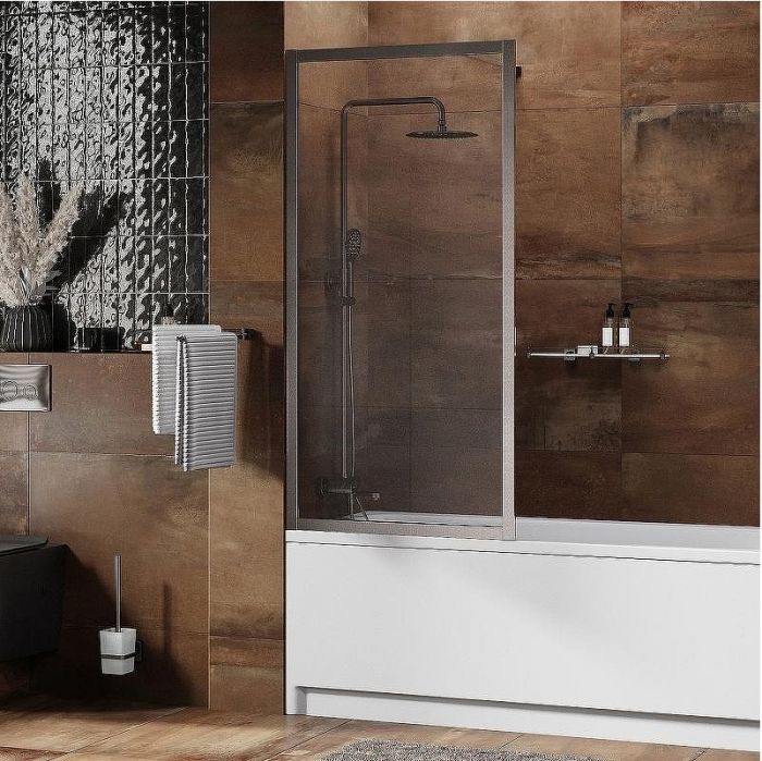 Шторка на ванну WasserKRAFT Abens 80 20W01-80 BN Fixed WasserSchutz профиль Никель стекло прозрачное
