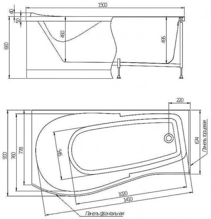 Акриловая ванна Alex Baitler Orta 150х90 L без гидромассажа