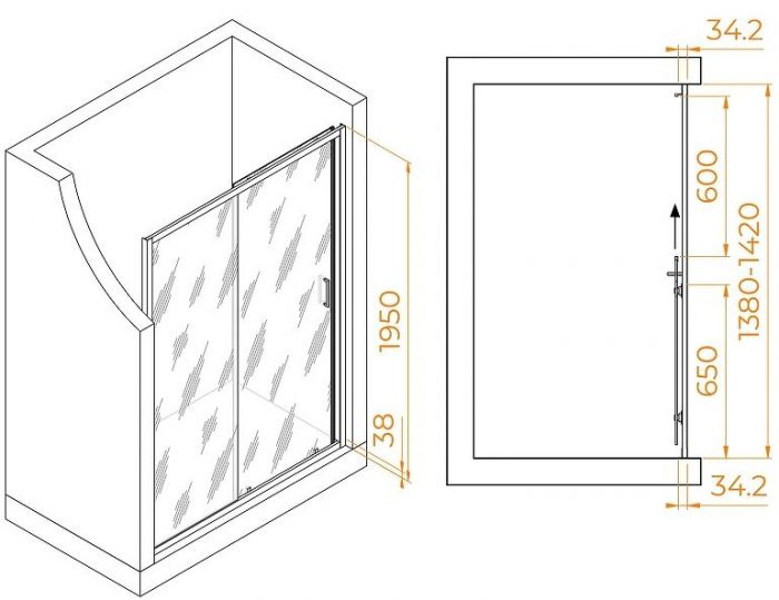 Душевая дверь RGW Passage PA-14W 140 41081414-15 профиль Белый стекло прозрачное
