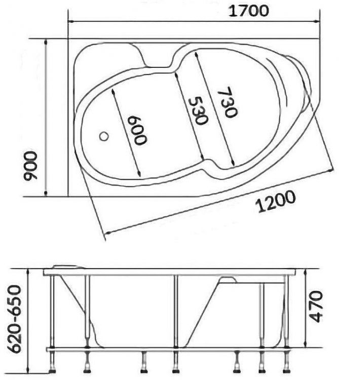 Акриловая ванна Creto Doris 170х90 R 14-17090R без гидромассажа