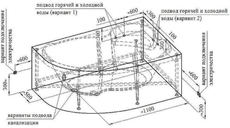 Акриловая ванна Radomir Vannesa Ирма 160х105 R 2-75-2-2-9-229 с гидромассажем Классик Хром