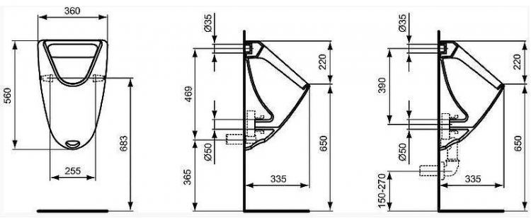 Писсуар Ideal Standard Ecco-Eurovit K553801 подвесной Белый