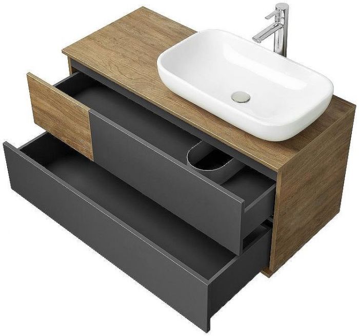 Тумба под раковину Aquaton Терра 105 1A246901TEKA0 подвесная Дуб кантри Антрацит