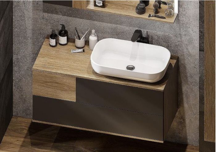 Тумба под раковину Aquaton Терра 105 1A246901TEKA0 подвесная Дуб кантри Антрацит