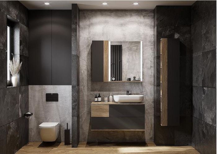 Тумба под раковину Aquaton Терра 105 1A246901TEKA0 подвесная Дуб кантри Антрацит