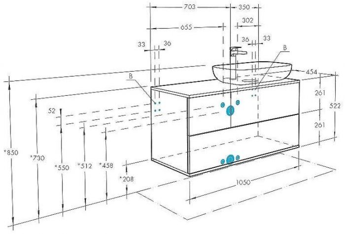 Тумба под раковину Aquaton Терра 105 1A246901TEKA0 подвесная Дуб кантри Антрацит
