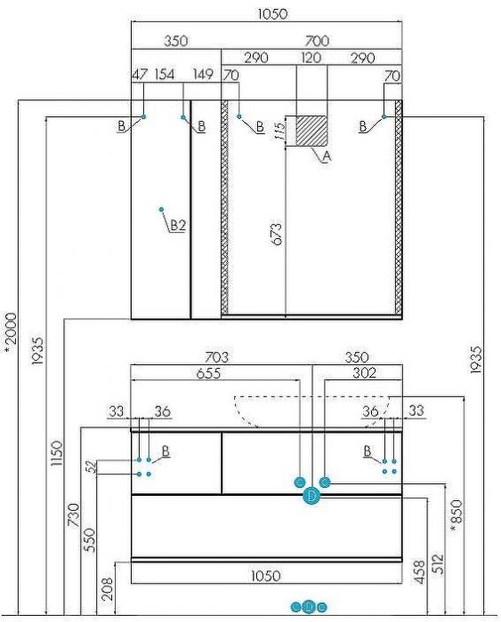Тумба под раковину Aquaton Терра 105 1A246901TEKA0 подвесная Дуб кантри Антрацит