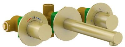 Смеситель для раковины Timo Saona 2382/17SM с термостатом цвет Золото матовое