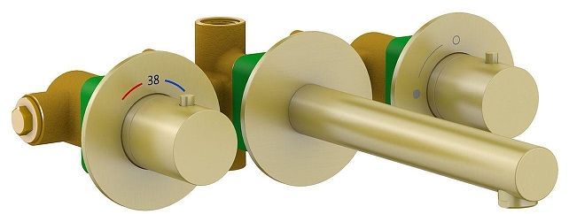 Смеситель для раковины Timo Saona 2382/17SM с термостатом цвет Золото матовое