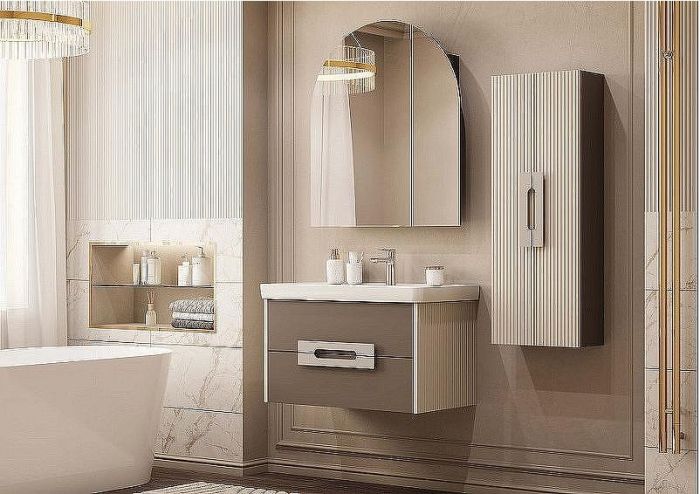 Тумба под раковину Aquaton Ар-Деко 85 1A280401DD6E0 подвесная Кашемир