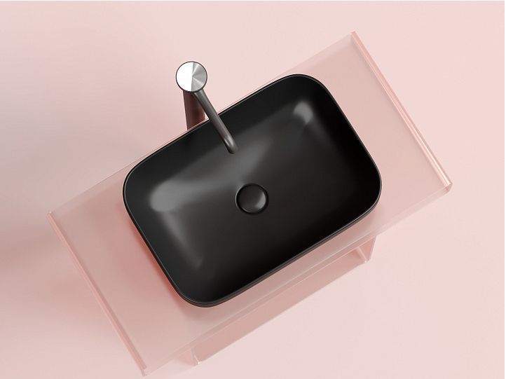 Умывальник CERAMICANOVA Element чаша накладная прямоугольная (цвет Чёрный Матовый) CN6055MB