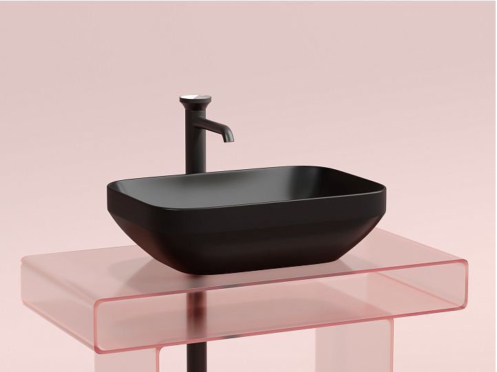 Умывальник CERAMICANOVA Element чаша накладная прямоугольная (цвет Чёрный Матовый) CN6055MB