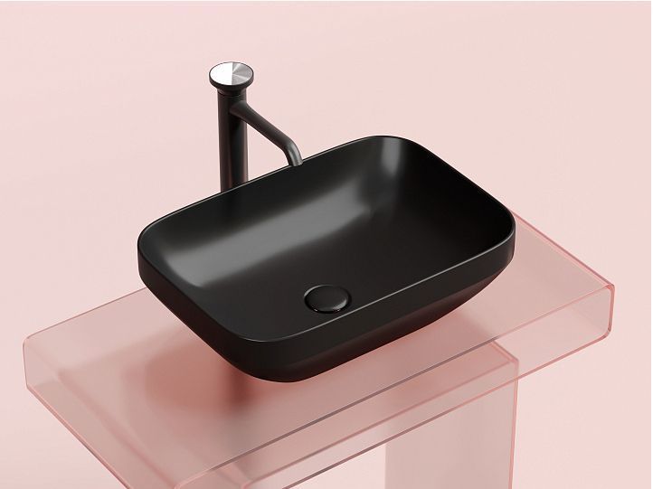 Умывальник CERAMICANOVA Element чаша накладная прямоугольная (цвет Чёрный Матовый) CN6055MB