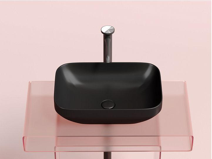 Умывальник CERAMICANOVA Element чаша накладная прямоугольная (цвет Чёрный Матовый) CN6055MB