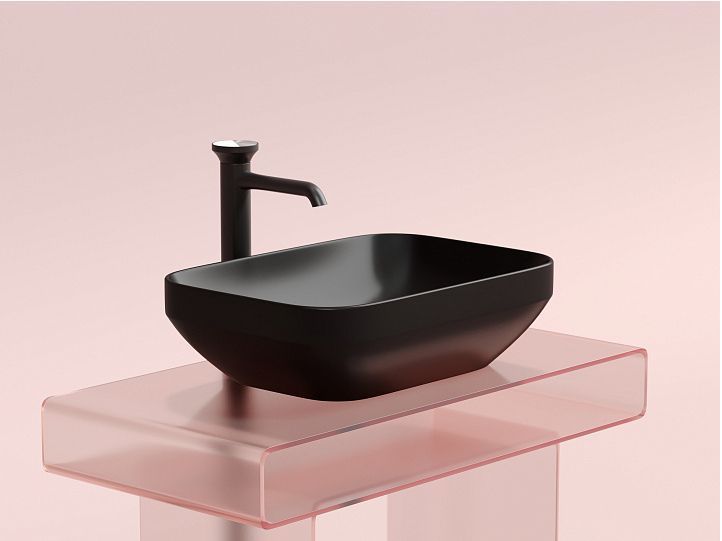 Умывальник CERAMICANOVA Element чаша накладная прямоугольная (цвет Чёрный Матовый) CN6055MB