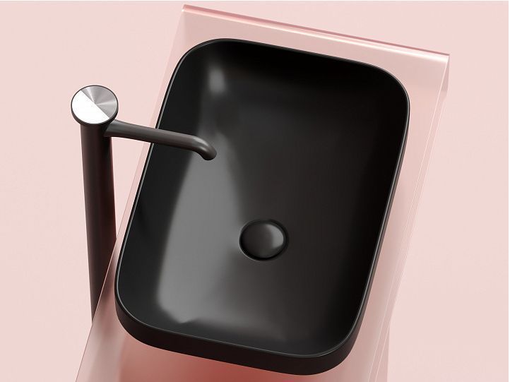 Умывальник CERAMICANOVA Element чаша накладная прямоугольная (цвет Чёрный Матовый) CN6055MB