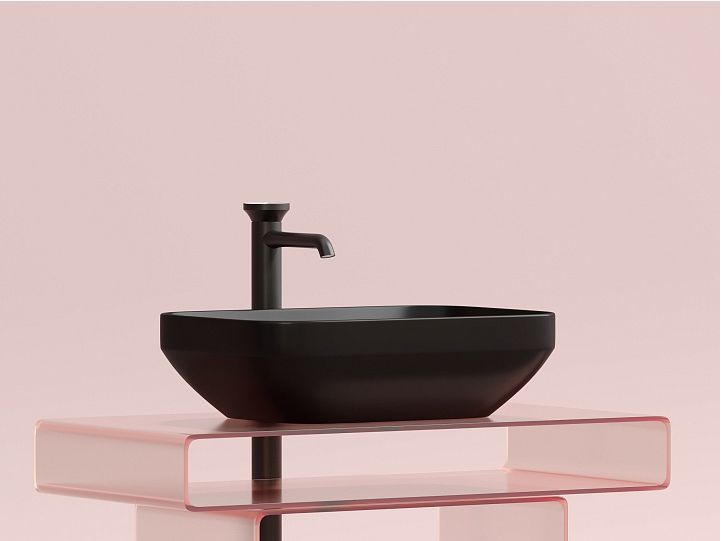 Умывальник CERAMICANOVA Element чаша накладная прямоугольная (цвет Чёрный Матовый) CN6055MB