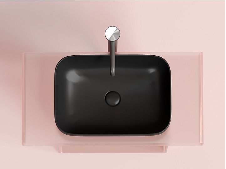 Умывальник CERAMICANOVA Element чаша накладная прямоугольная (цвет Чёрный Матовый) CN6055MB