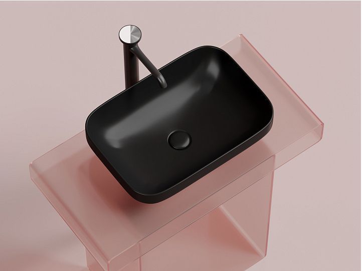 Умывальник CERAMICANOVA Element чаша накладная прямоугольная (цвет Чёрный Матовый) CN6055MB
