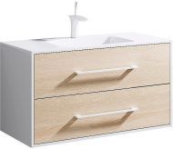 Тумба под раковину Aqwella 5 Stars Маями 100 MAI0110 подвесная Белая Дуб сонома