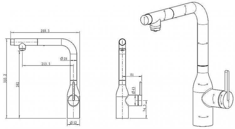 Смеситель для кухни Paulmark Viper Vi213105-GB Черный глянцевый
