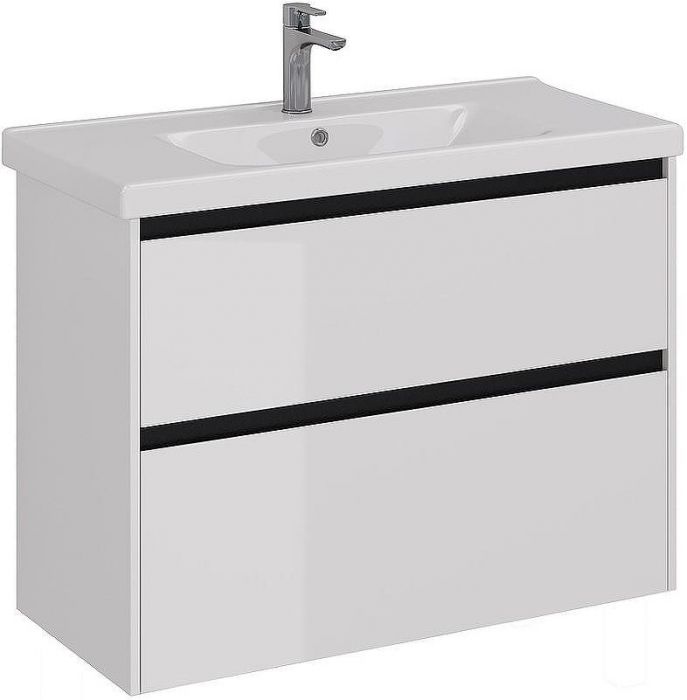 Тумба под раковину Lemark Combi 100 LM03C100T-black подвесная Белый глянец