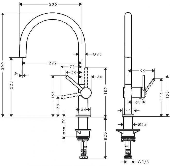 Смеситель для кухни Hansgrohe Talis M54 72804670 Черный матовый