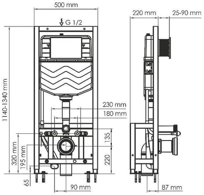 Инсталляция WasserKRAFT Dill 61TLT.010.ME.BN04 для унитаза с клавишей смыва Никель