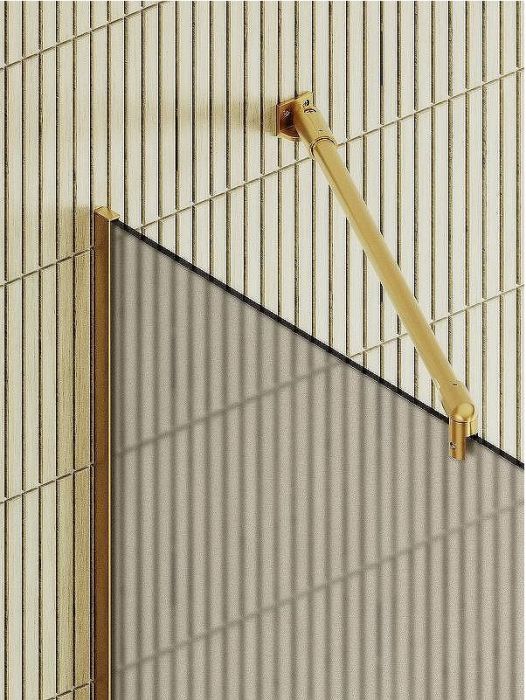 Душевая перегородка Maybah Glass MGD-734-3у 890x1950 в узком профиле Золото стекло бронзовое матовое