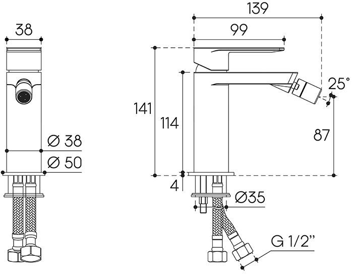 Смеситель для биде AQUEDUTO GEOMETRICO,  хром (GEO0500)