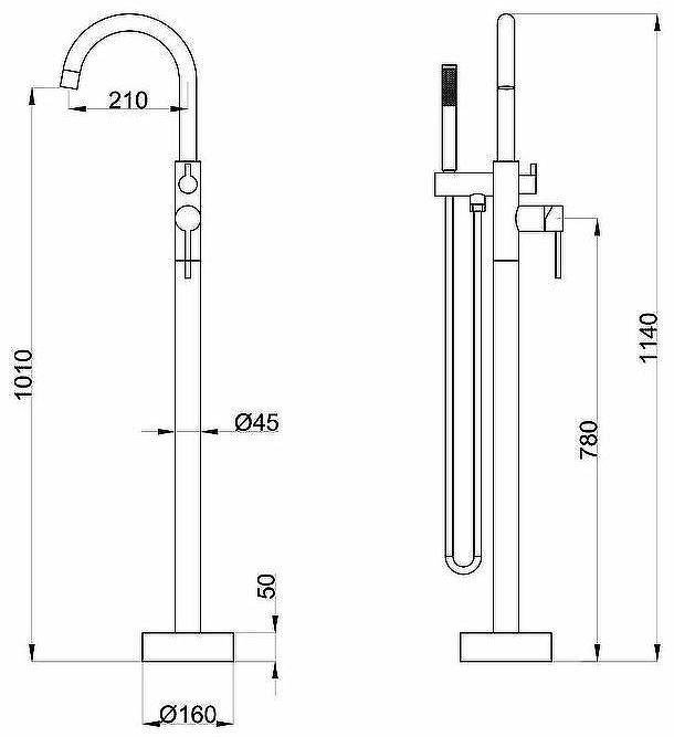 Смеситель для ванны Orange Steel M99-336b Черный матовый