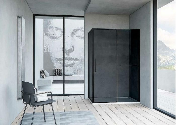 Душевой уголок Vincea Slim Soft 120x90 VSR-1SS9012CGB профиль Черный стекло тонированное