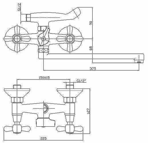 Смеситель для ванны Haiba HB2225 универсальный Хром