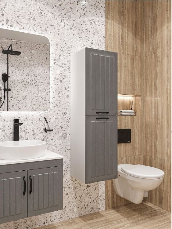 Шкаф пенал DIWO Сочи 35 00-00001336 подвесной цвет Антрацит