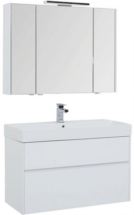 Комплект мебели для ванной Aquanet Бруклин 100 207800 подвесной Белый глянец