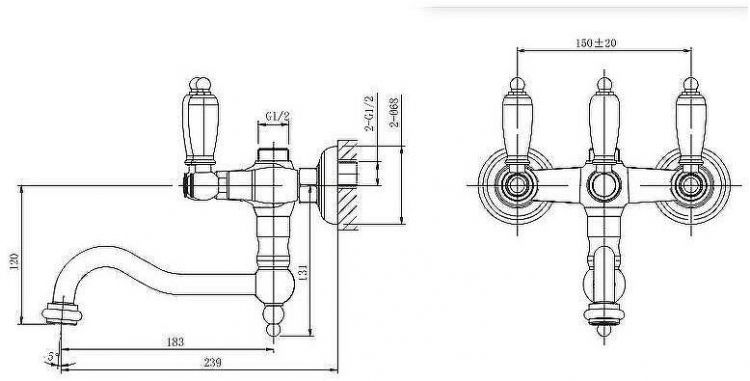 Смеситель для ванны Caprigo Adria-Classic Black Edition 03B-518-vot Бронза