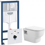 Комплект унитаза Avimano Tradition 1000090 с инсталляцией Grohe Rapid SL 38775001 с сиденьем Микролифт и клавишей смыва цвет Хром
