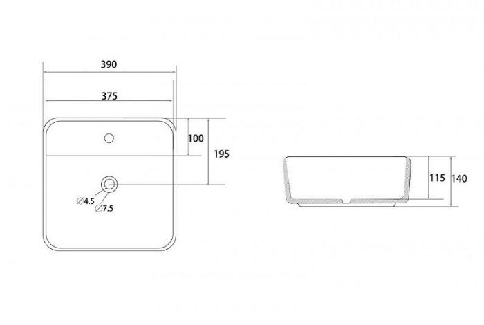 Раковина Abber Rechteck 39 AC2215 Белая